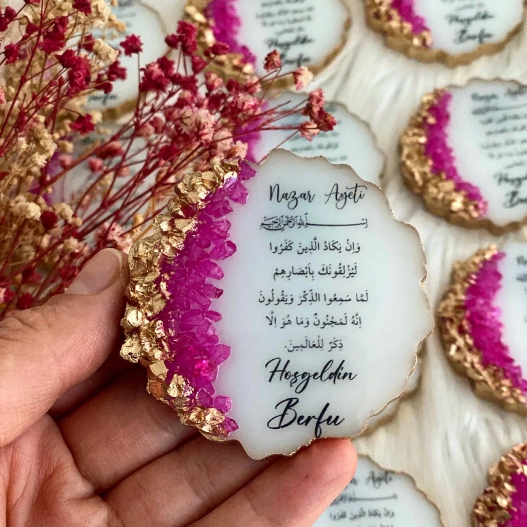 Kişiye Özel Taşlı Yuvarlak Epoksi Magnet – 20 Adet