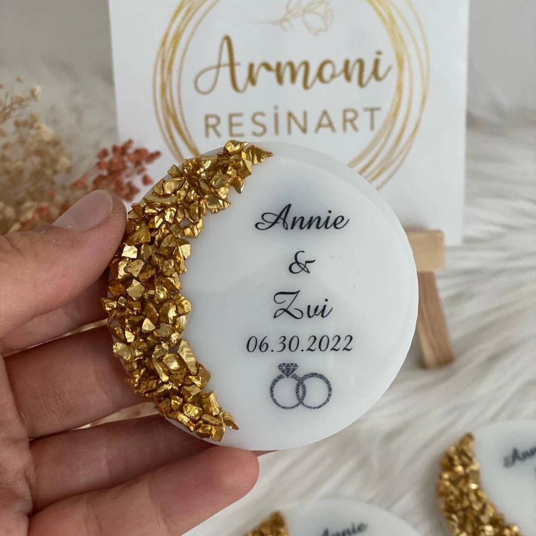 Altın Taşlı Parlak Epoksi Magnet – 20 Adet