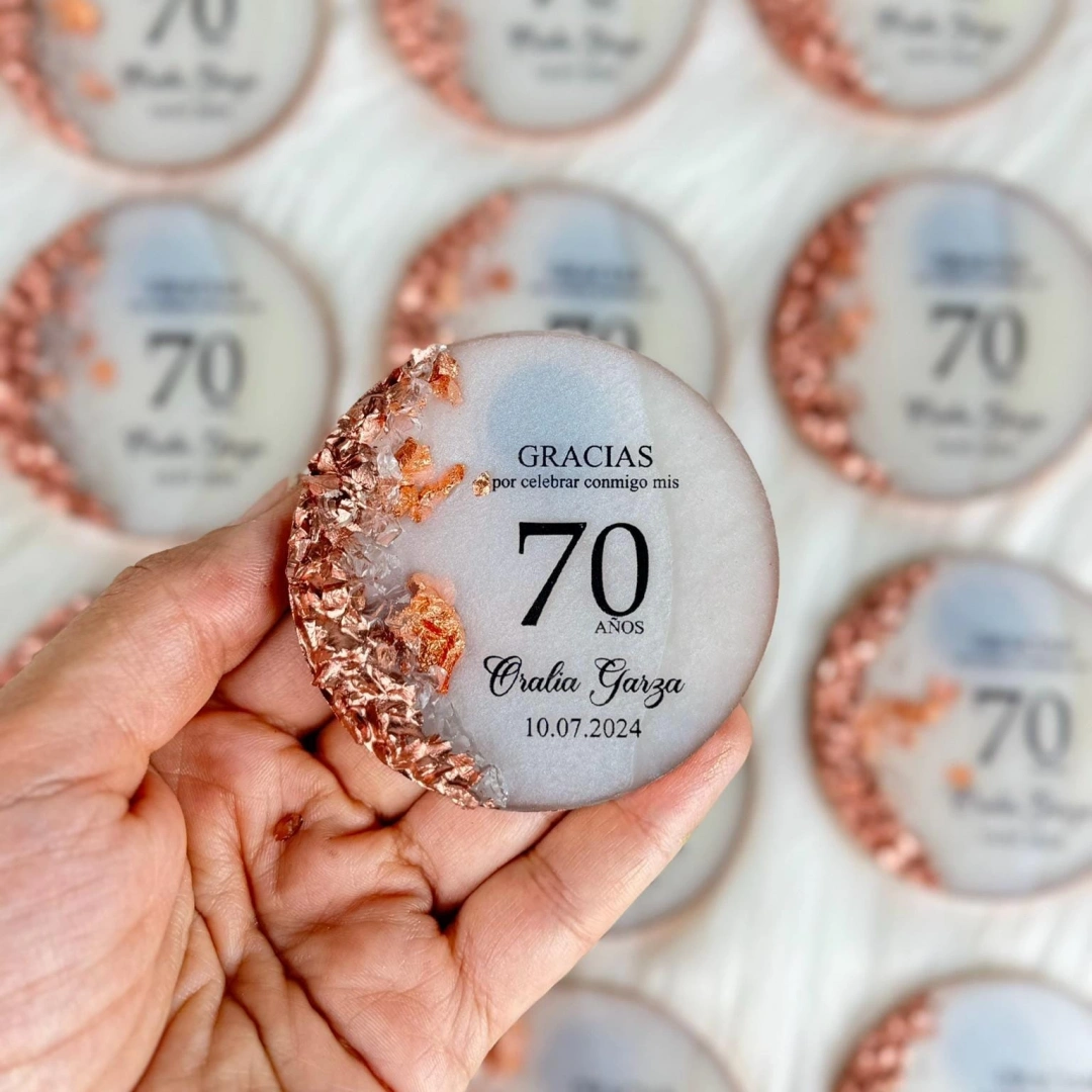 Kişiye Özel Taşlı Yuvarlak Epoksi Magnet - 20 Adet