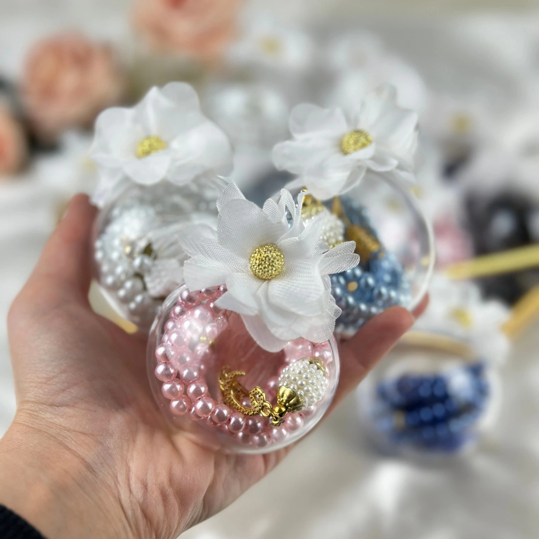 Yuvarlak Mika Kutulu İnci Tesbih Seti (20 Adet)