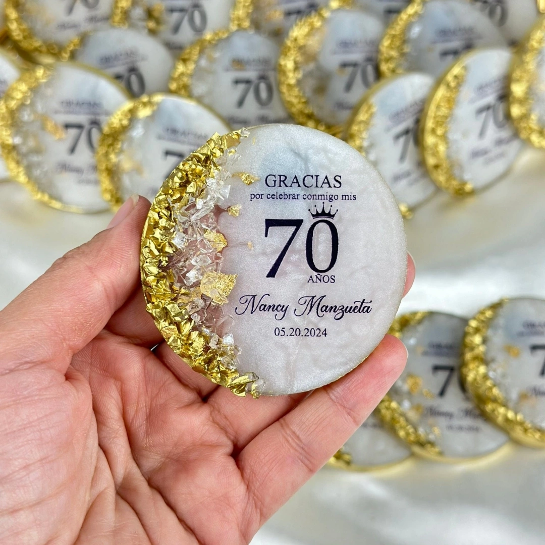 Taşlı Desenli Epoksi Magnet 20 Adet – Kişiye Özel UV Baskılı Hediye