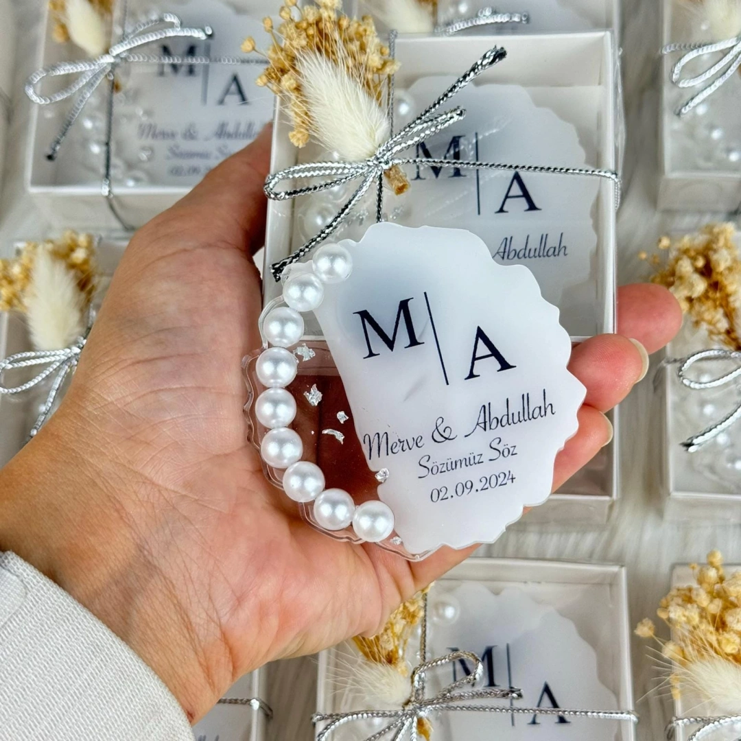 İncili Kutulu Magnet 20 Adet – Kişiye Özel Epoksi Mıknatıs