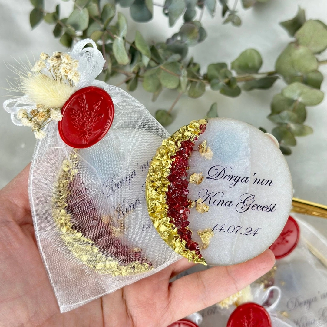 Keseli Epoksi Tül Magnet – 20 Adet Kişiye Özel Nişan ve Düğün Hediyesi