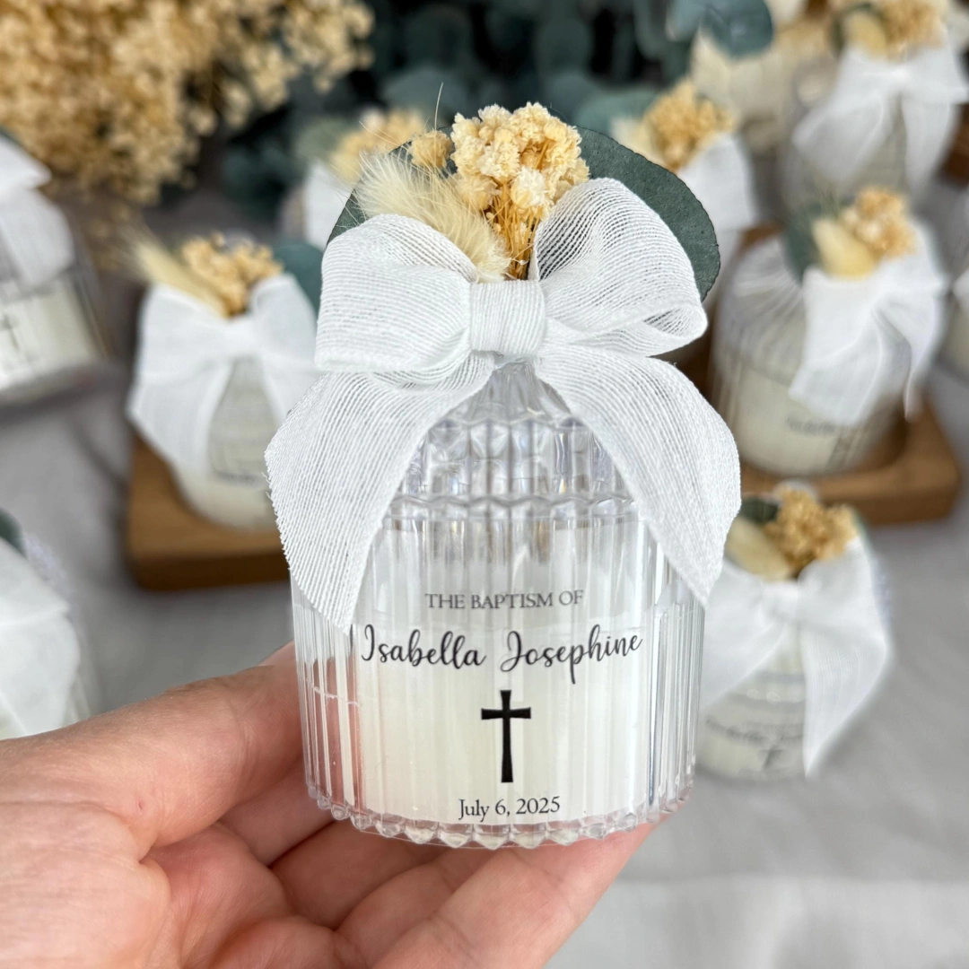 El Yapımı Vanilya Kokulu Okaliptuslu Mika Mum Seti - 20 Adet