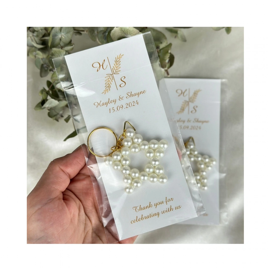 Kişiselleştirilmiş İnci Yıldız Anahtarlık – 20 Adet Zarif Hediye