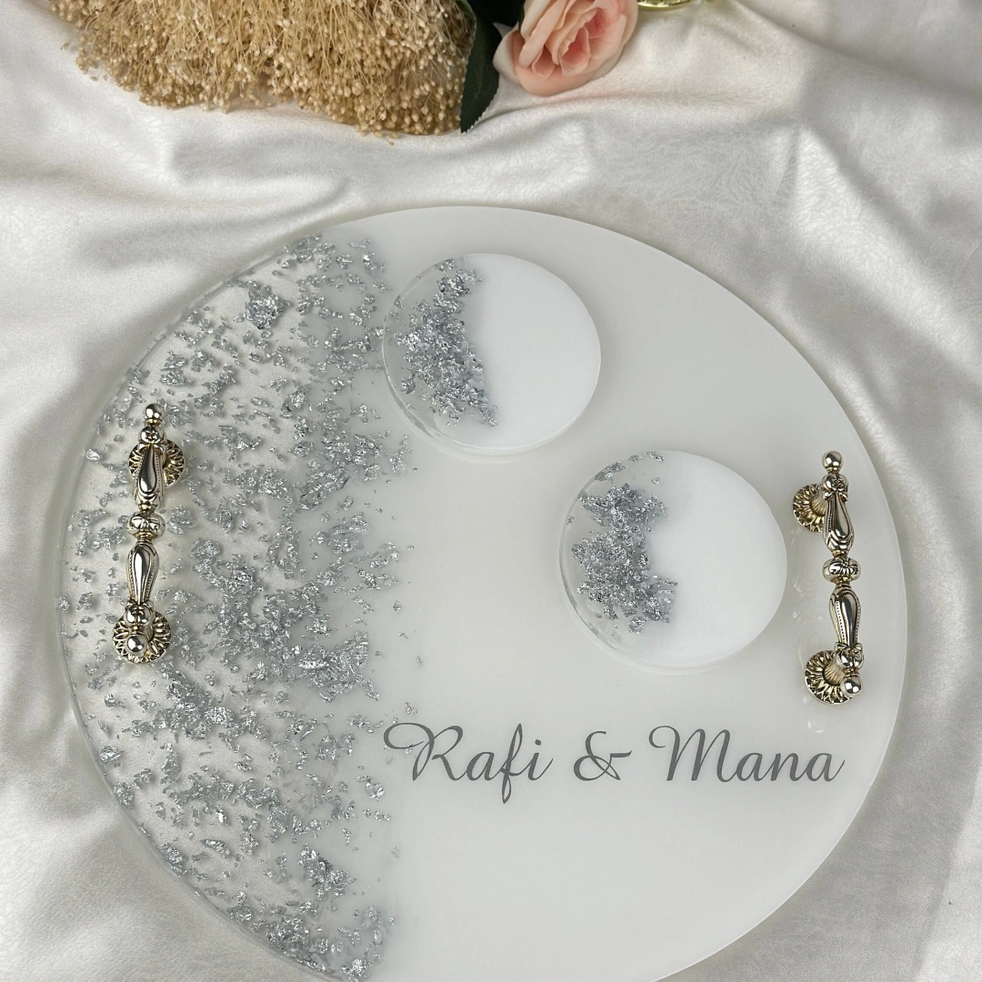 Aşkın Zarafeti – Kişiye Özel Epoksi Düğün Tepsi Seti