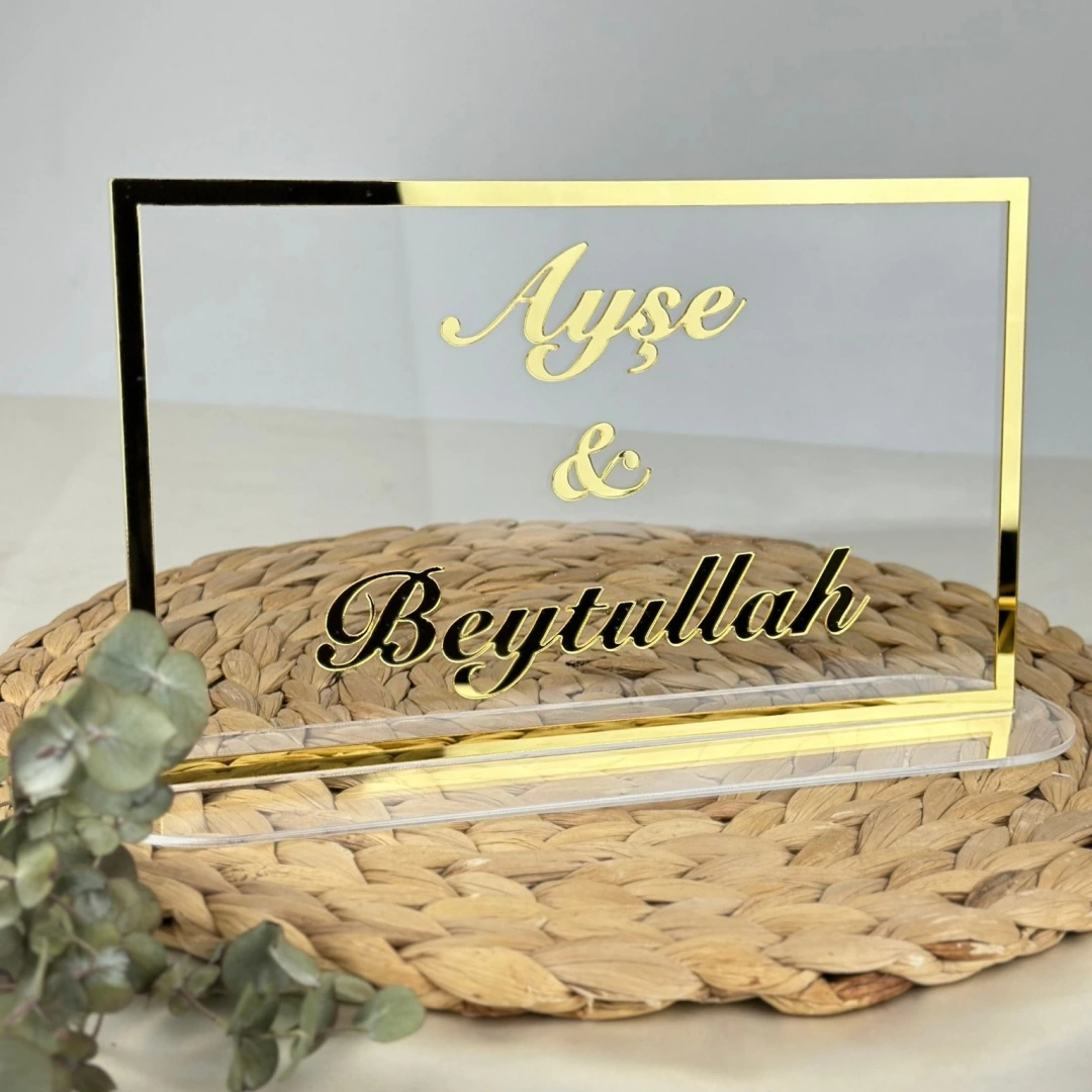 Pleksi Masa İsimliği – Kişiye Özel Nikah & Nişan Dekoru