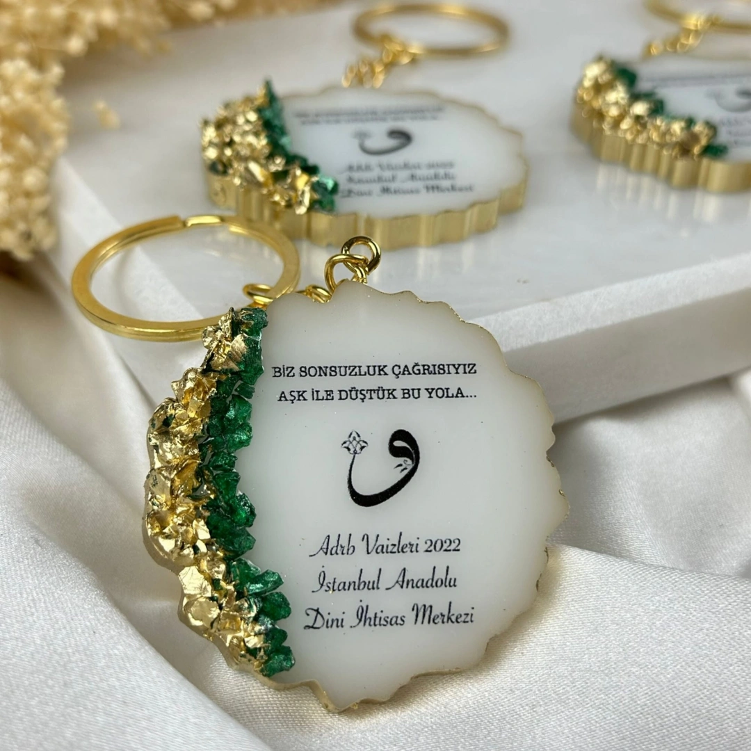 5,5 cm Kişiye Özel Epoksi Anahtarlık – 20 Adet