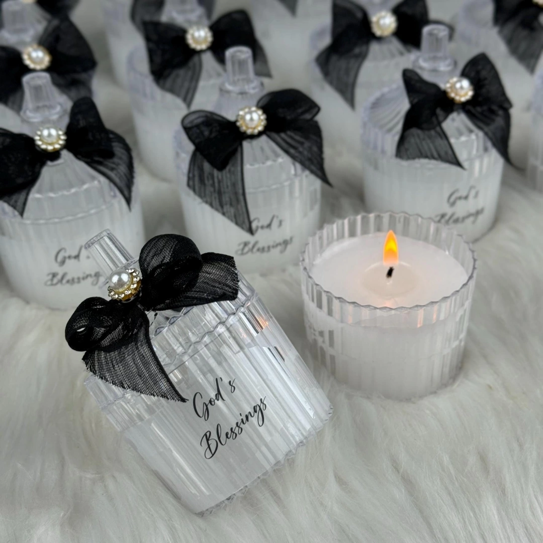 Kişiye Özel Dekoratif Mika Kutulu Vanilya Kokulu Mum Seti - 20 Adet