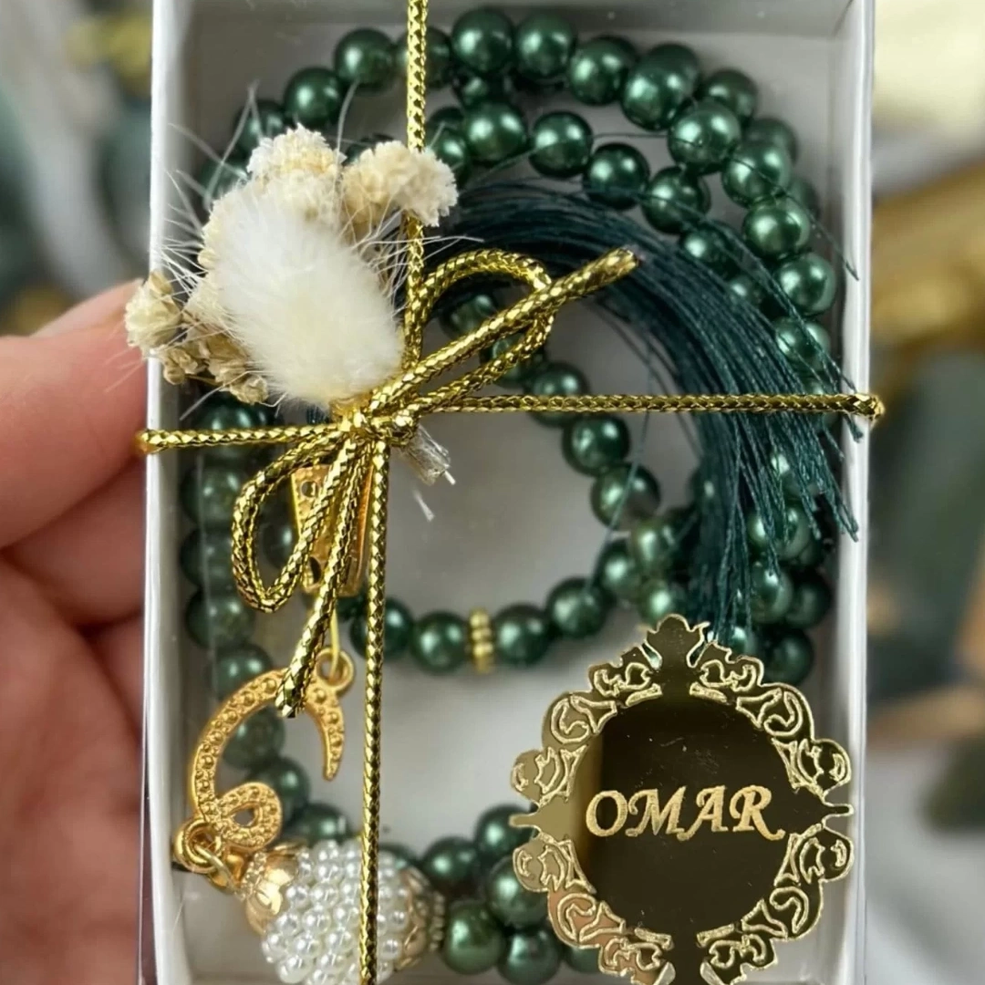 Zarif Anlam – Kişiye Özel Kutulu İnci Boncuklu Tespih Seti (20 Adet)