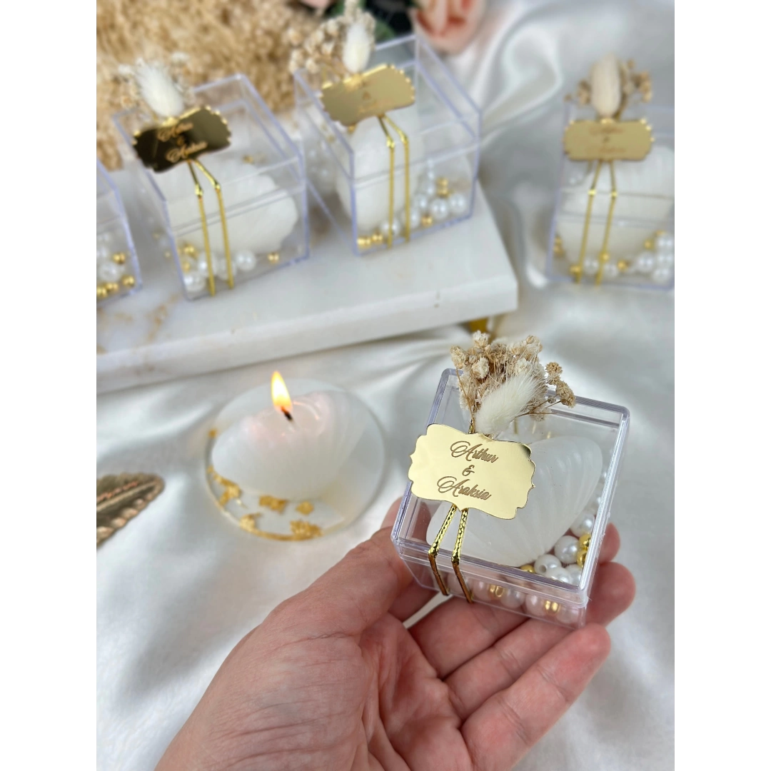 Kişiye Özel İstiridye Şeklinde Romantik Mum – 20 Adet