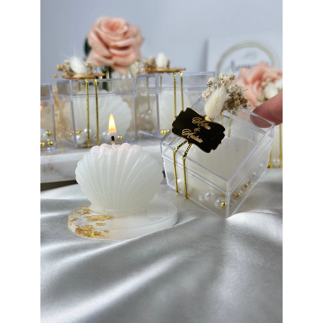 Kişiye Özel İstiridye Şeklinde Romantik Mum – 20 Adet