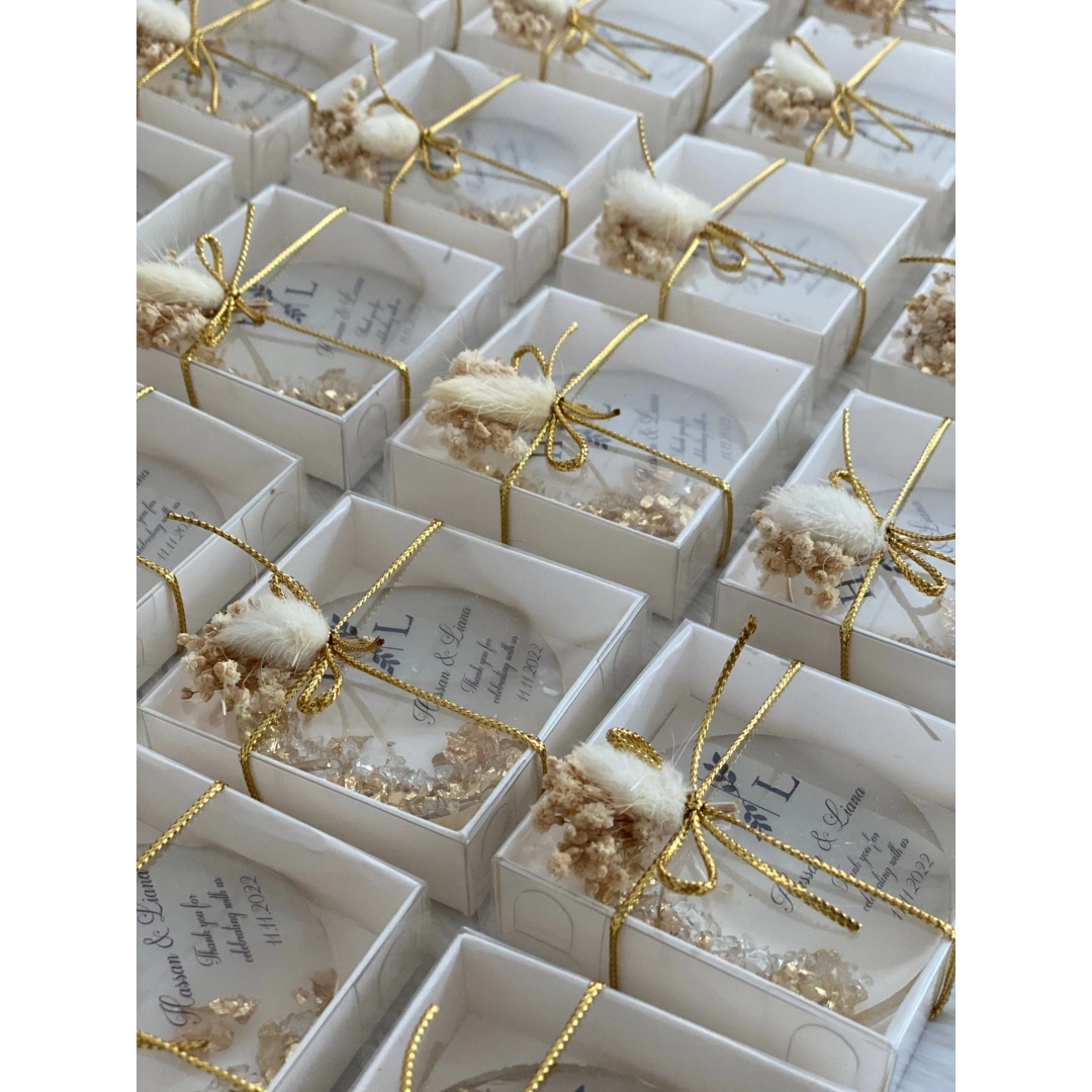 Kişiye Özel Kutulu Epoksi Düğün Magnet (20 Adet)