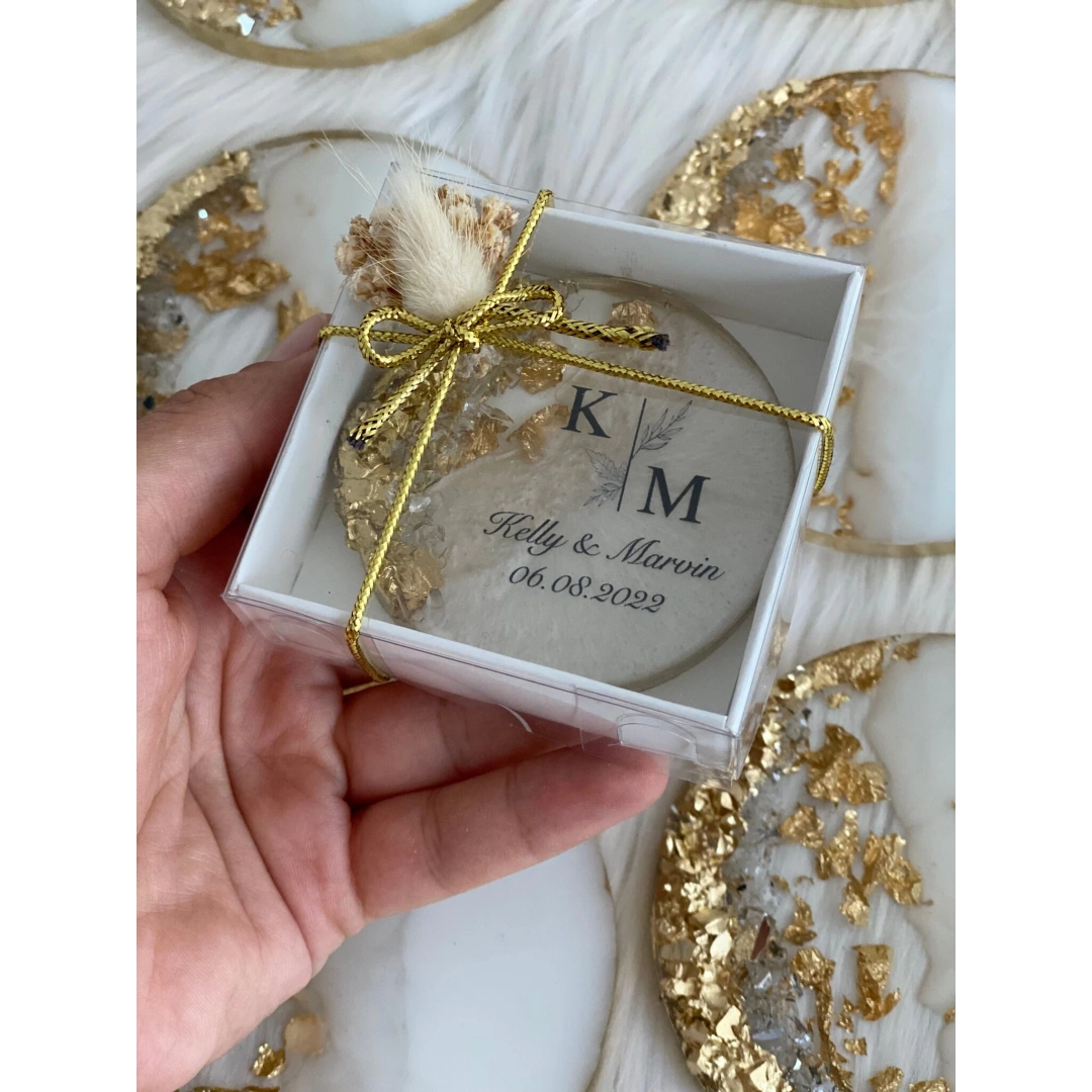 Kişiye Özel Kutulu Epoksi Düğün Magnet (20 Adet)