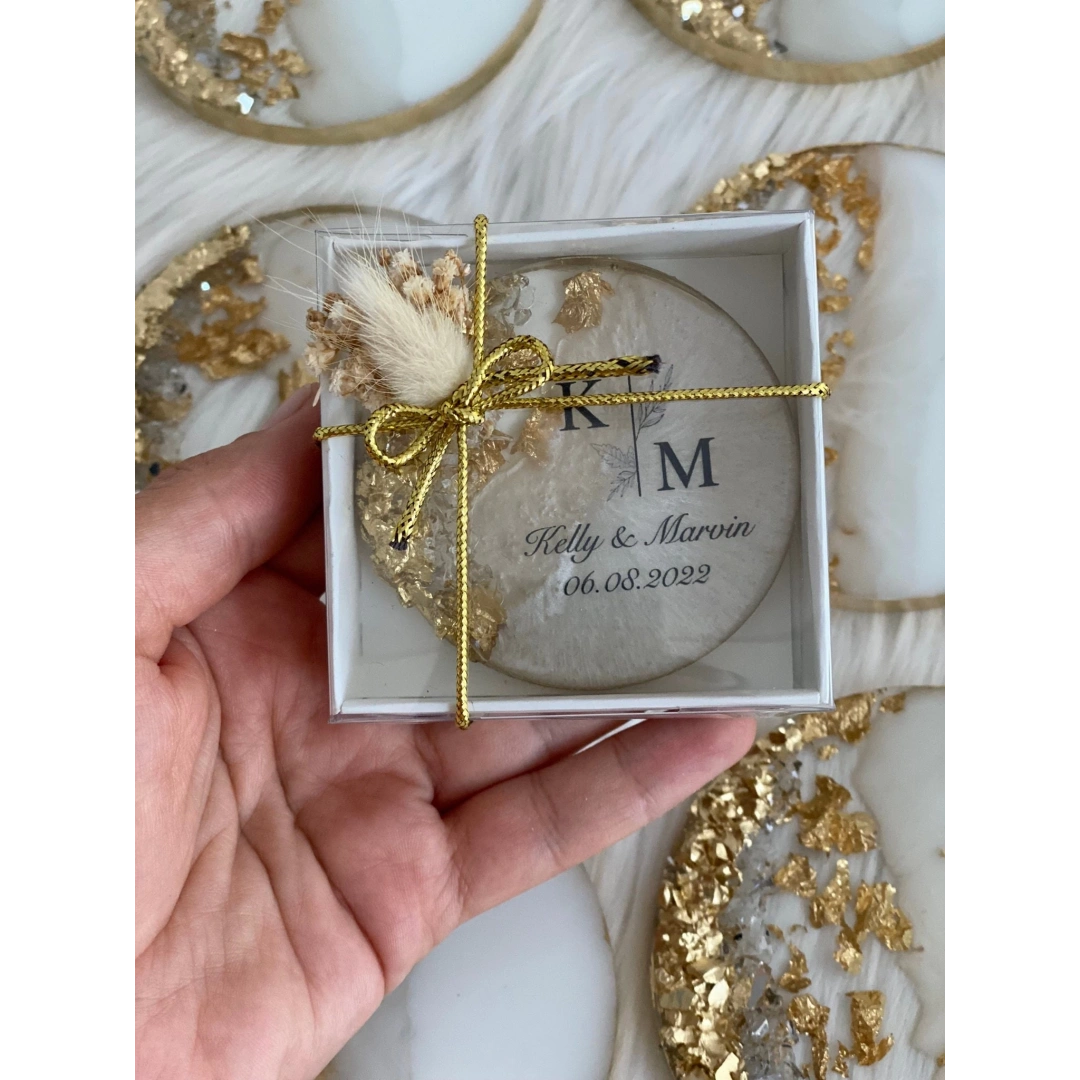 Kişiye Özel Kutulu Epoksi Düğün Magnet (20 Adet)