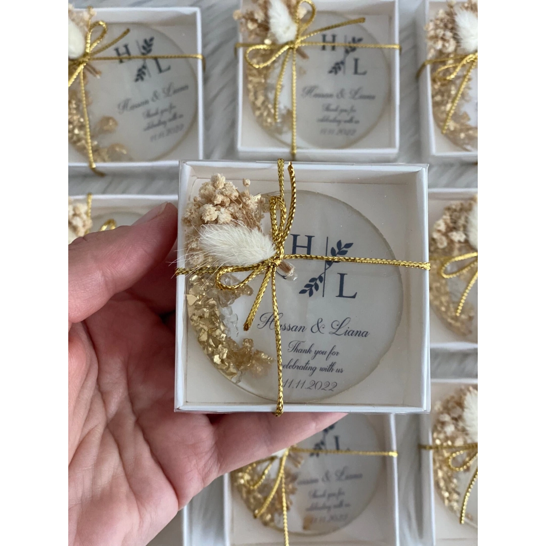 Kişiye Özel Kutulu Epoksi Düğün Magnet (20 Adet)