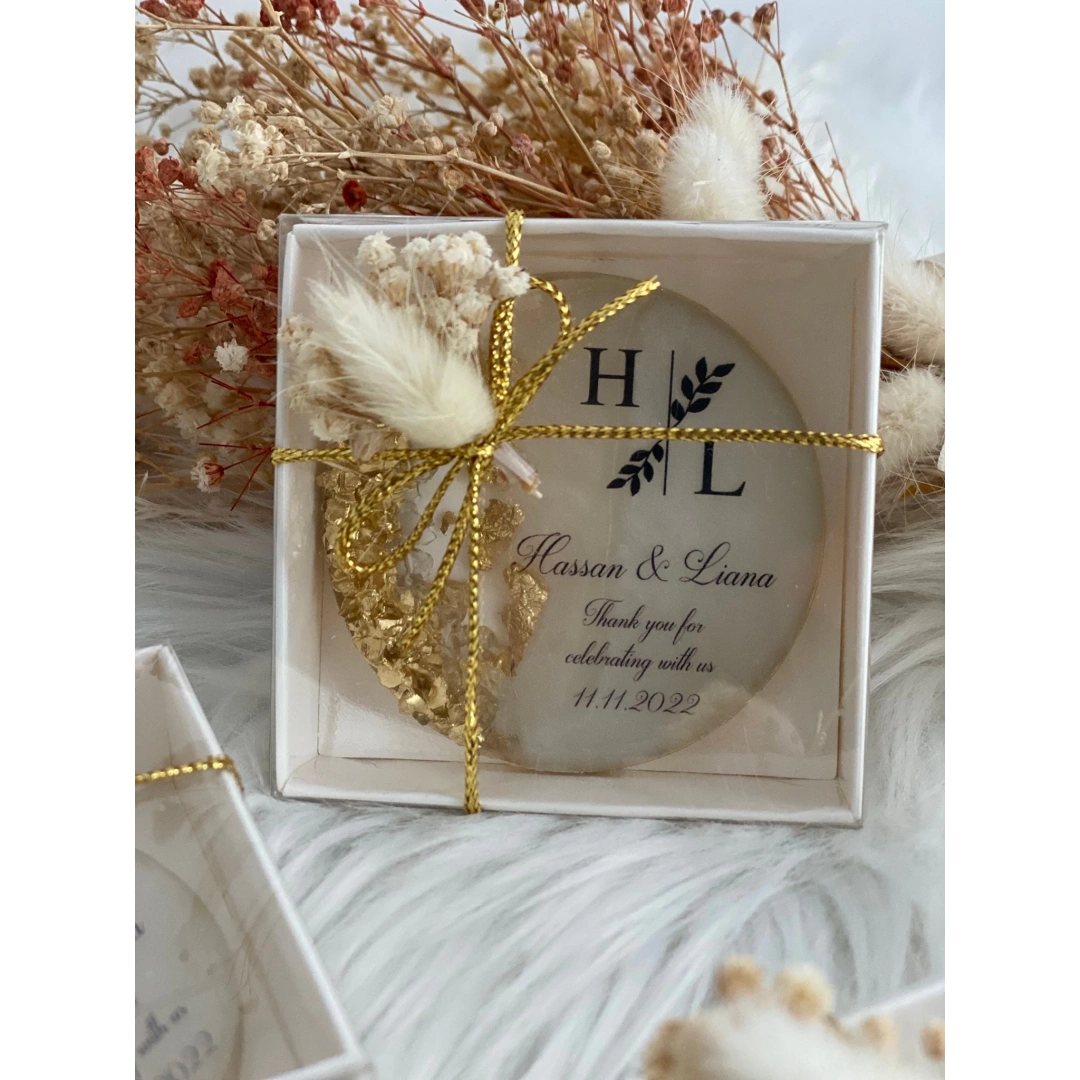 Kişiye Özel Kutulu Epoksi Düğün Magnet (20 Adet)