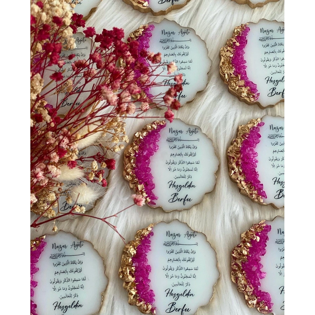 Kişiye Özel Taşlı Yuvarlak Epoksi Magnet – 20 Adet