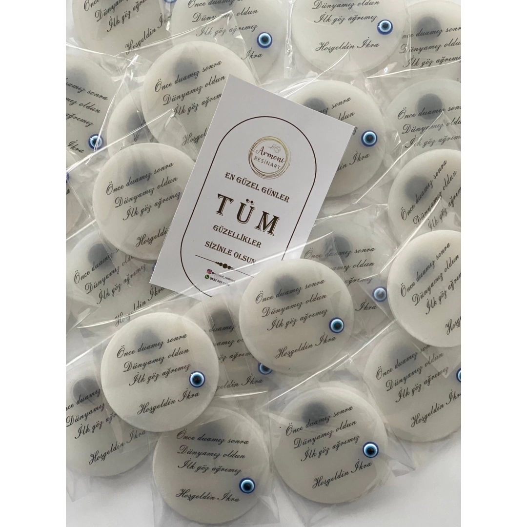 Nazar Boncuklu Epoksi Magnet – 20 Adet