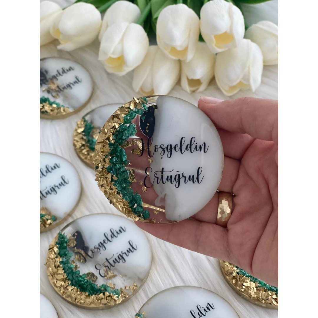 Kişiye Özel Taşlı Düğün Magneti (20 Adet)