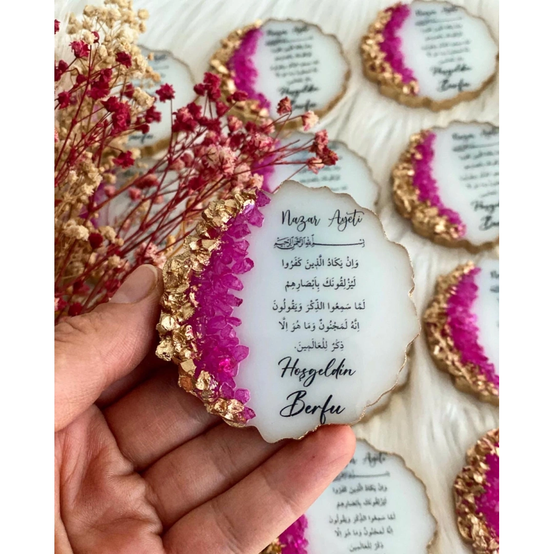 Kişiye Özel Taşlı Yuvarlak Epoksi Magnet – 20 Adet