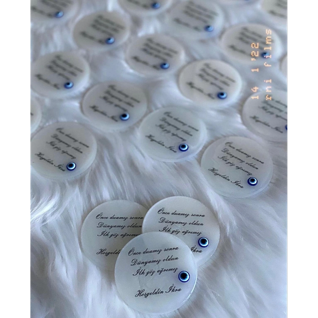 Nazar Boncuklu Epoksi Magnet – 20 Adet