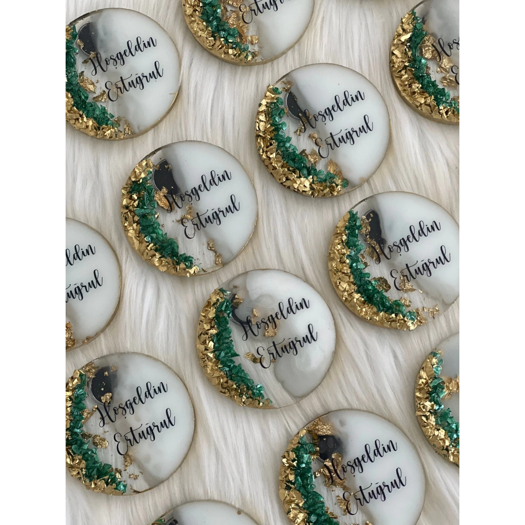 Kişiye Özel Taşlı Düğün Magneti (20 Adet)