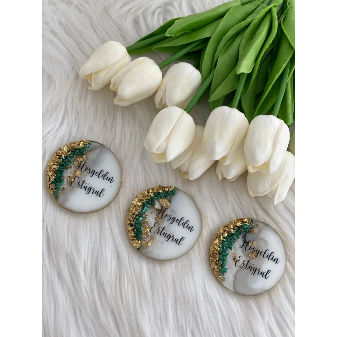 Kişiye Özel Taşlı Düğün Magneti (20 Adet)