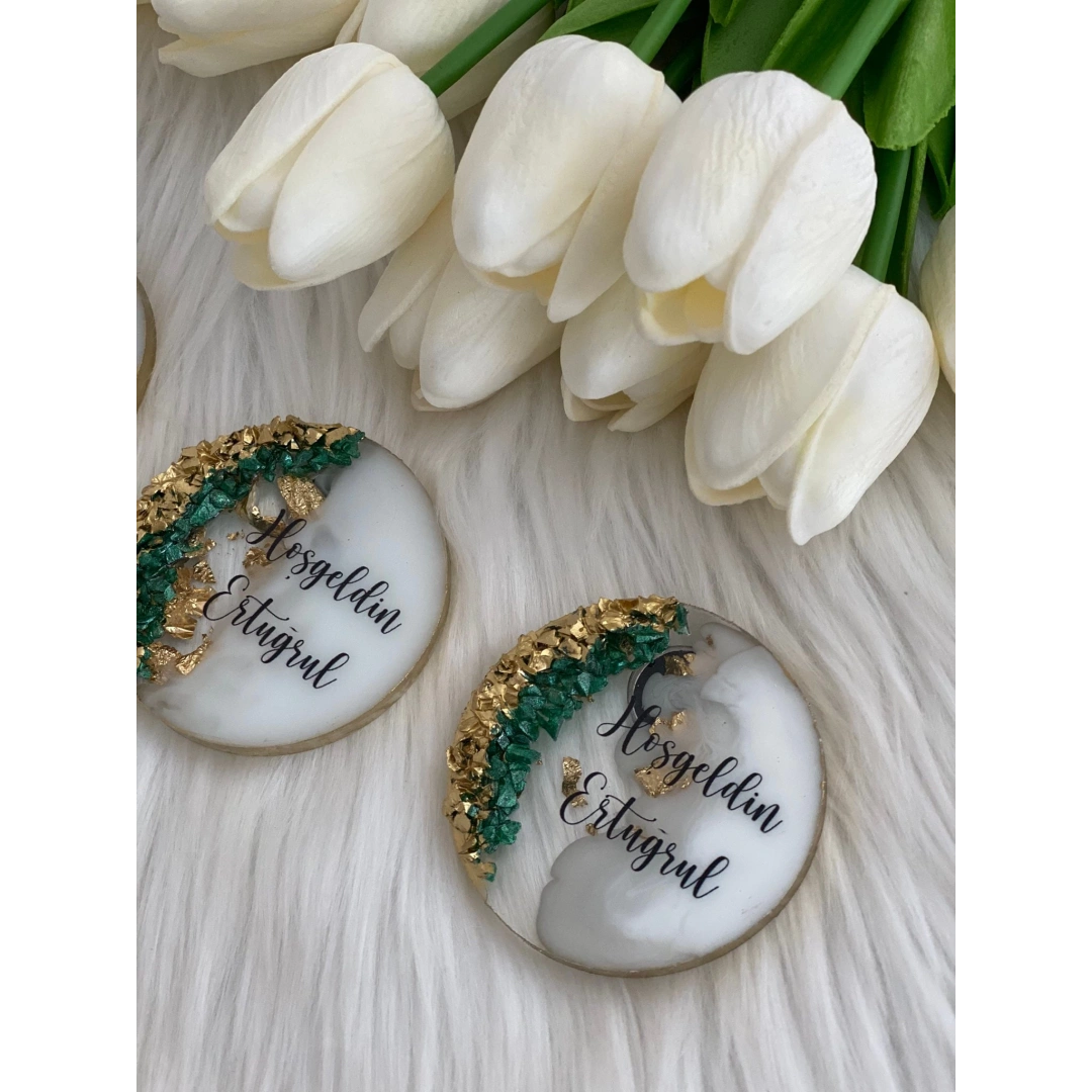 Kişiye Özel Taşlı Düğün Magneti (20 Adet)