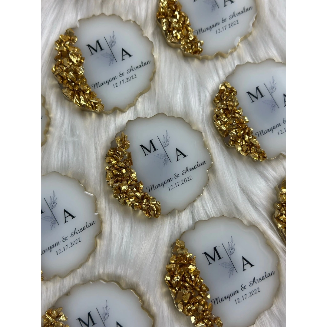 Taşlı Dalgalı Epoksi Magnet 20 Adet – Kişiye Özel Düğün ve Kına Hediyesi