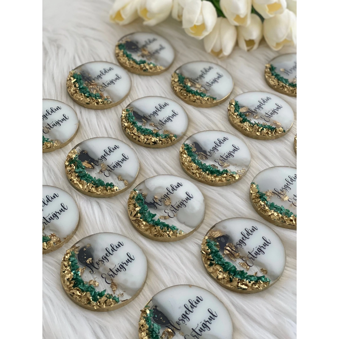 Kişiye Özel Taşlı Düğün Magneti (20 Adet)