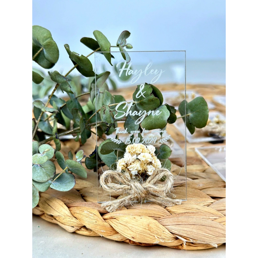 Şeffaf Pleksi Romantik Magnet 20 Adet – Kişiye Özel İsim Kazımalı Hediyelik