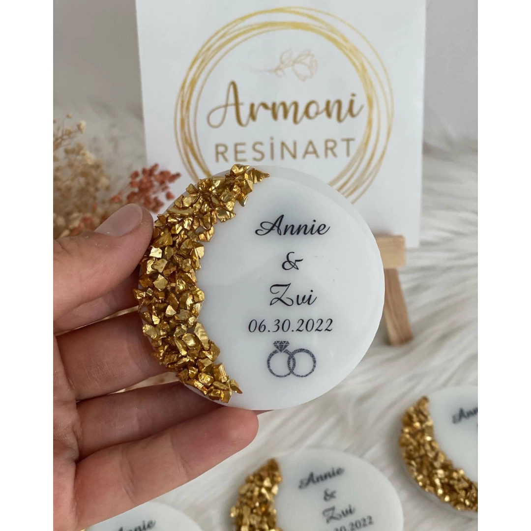 Altın Taşlı Parlak Epoksi Magnet – 20 Adet