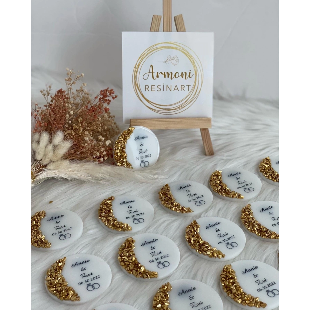 Altın Taşlı Parlak Epoksi Magnet – 20 Adet