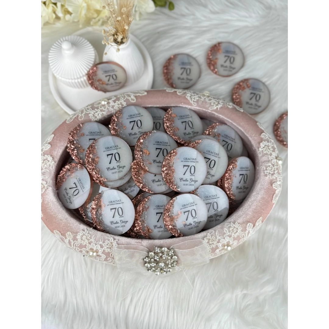 Kişiye Özel Taşlı Yuvarlak Epoksi Magnet - 20 Adet