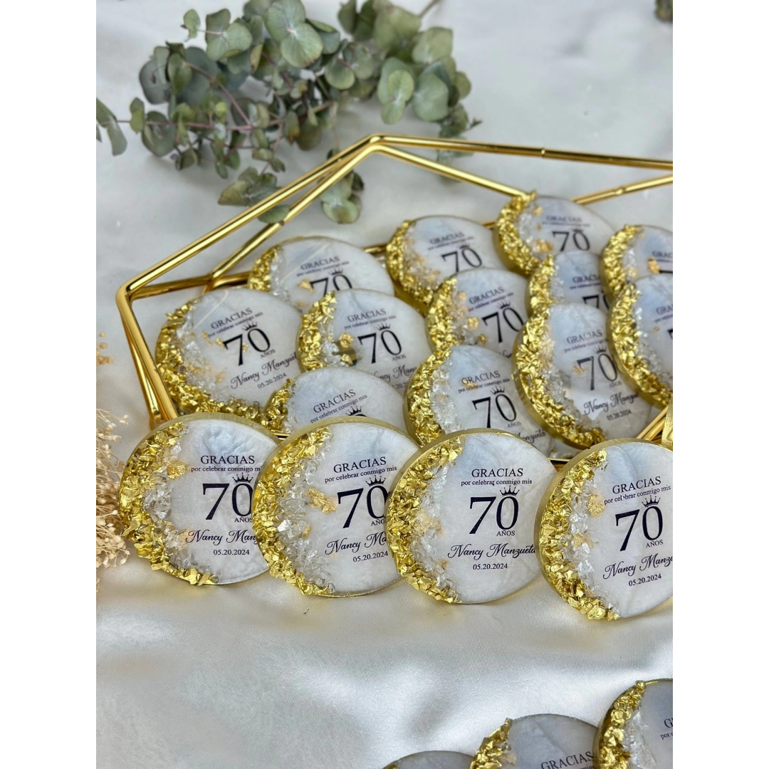 Taşlı Desenli Epoksi Magnet 20 Adet – Kişiye Özel UV Baskılı Hediye