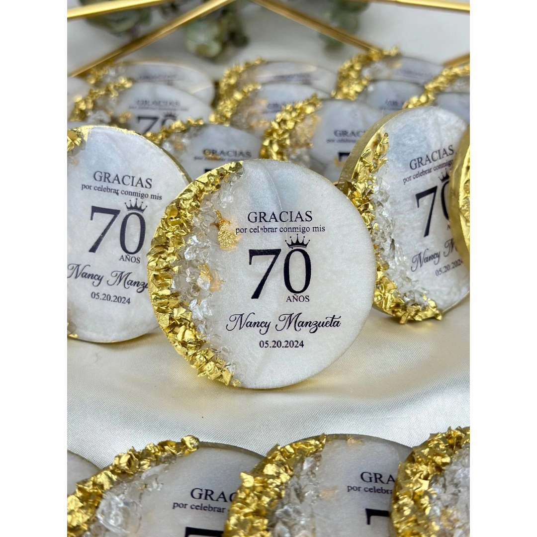 Taşlı Desenli Epoksi Magnet 20 Adet – Kişiye Özel UV Baskılı Hediye