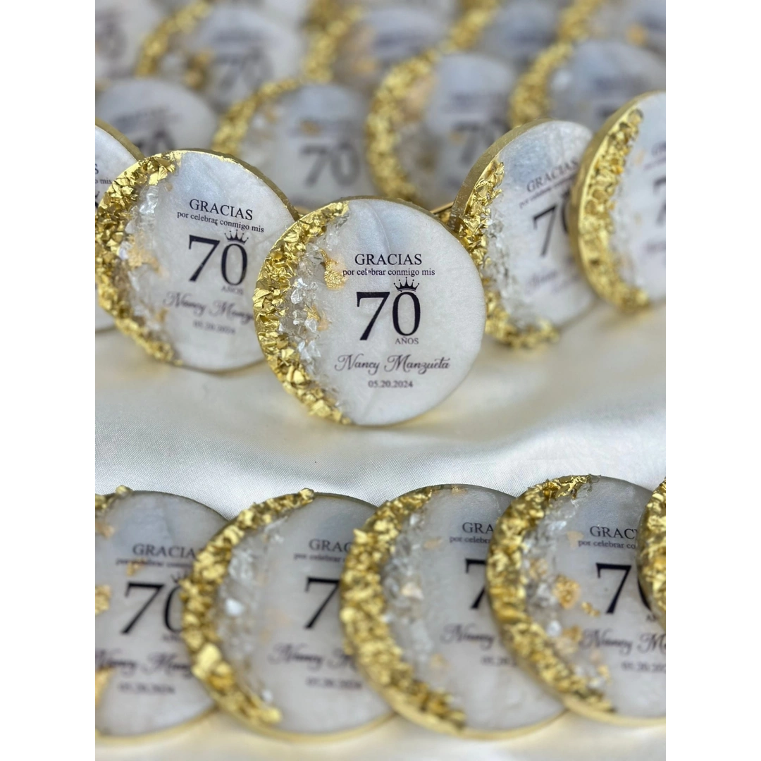 Taşlı Desenli Epoksi Magnet 20 Adet – Kişiye Özel UV Baskılı Hediye