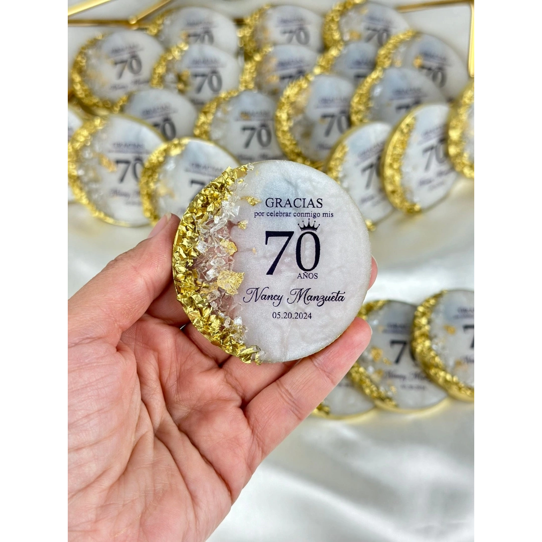 Taşlı Desenli Epoksi Magnet 20 Adet – Kişiye Özel UV Baskılı Hediye