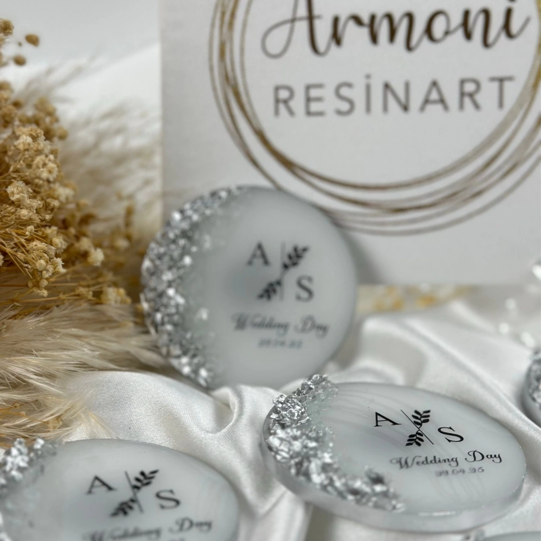 Kişiye Özel Taşlı Yuvarlak Epoksi Magnet Seti - 20 Adet