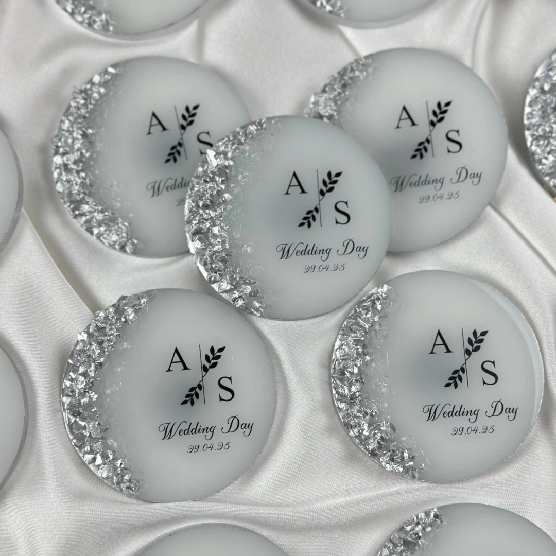 Kişiye Özel Taşlı Yuvarlak Epoksi Magnet Seti - 20 Adet