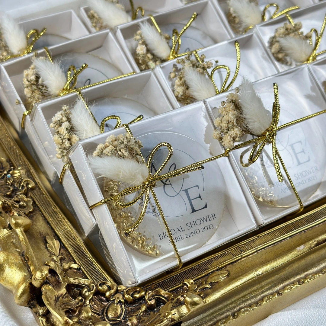 Kişiye Özel Kutulu Epoksi Düğün Magnet Seti (20 Adet)