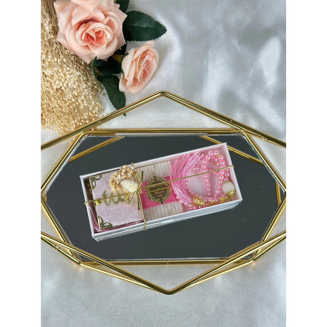 Üçlü İslami Set – Tesbih, Sabun ve Magnet – Kişiselleştirilebilir Hediye Kutusu