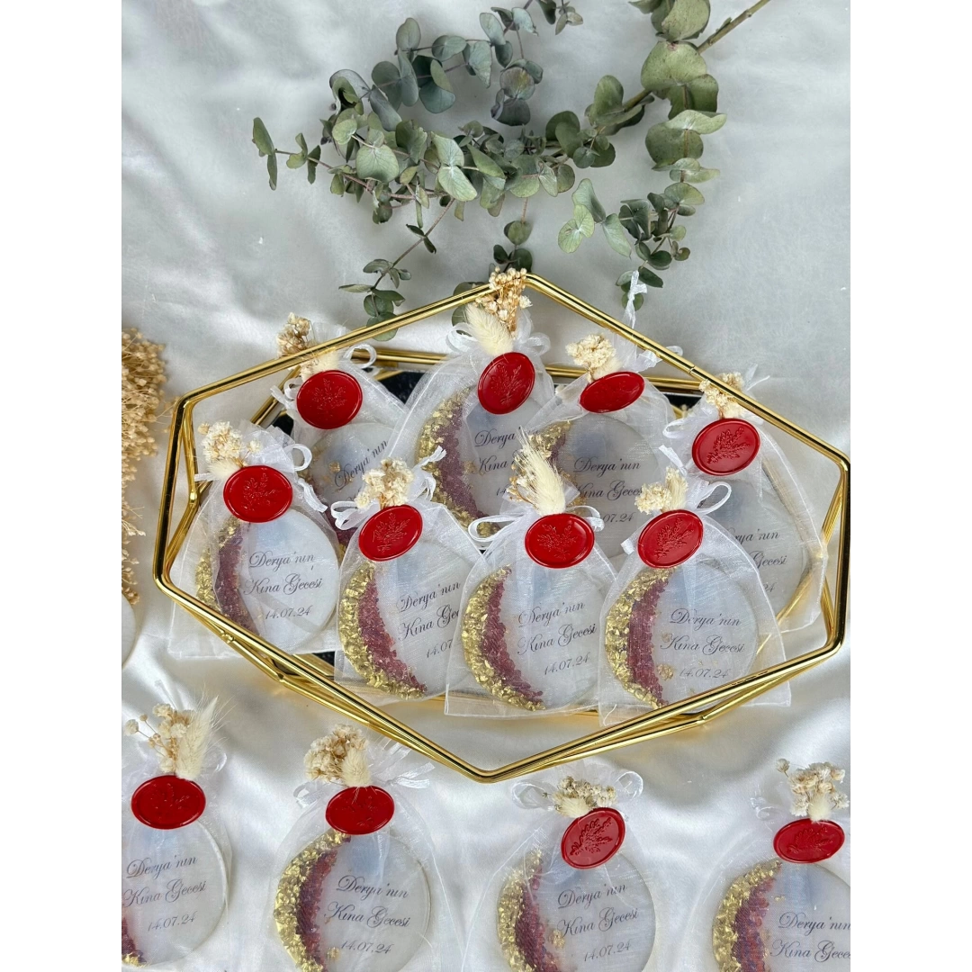 Keseli Epoksi Tül Magnet – 20 Adet Kişiye Özel Nişan ve Düğün Hediyesi