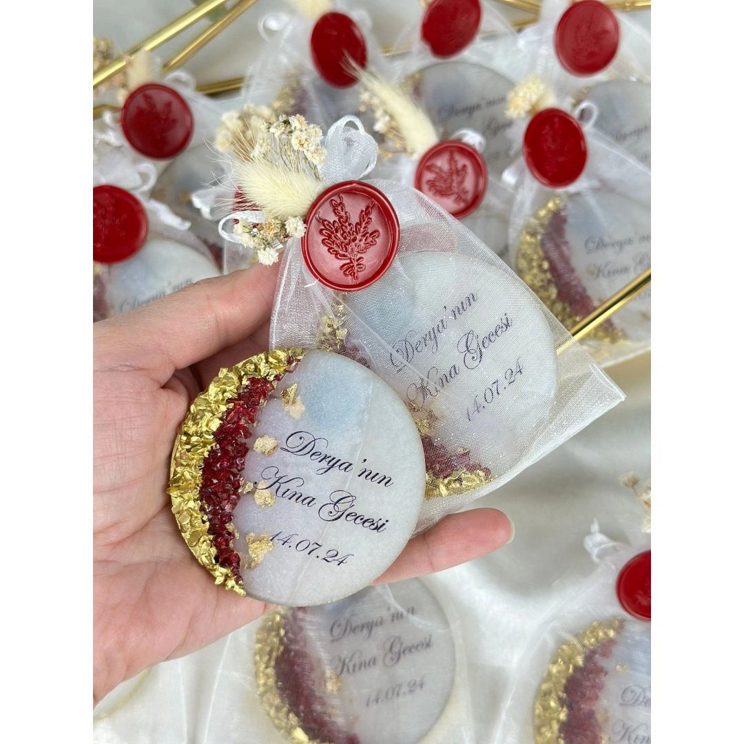 Keseli Epoksi Tül Magnet – 20 Adet Kişiye Özel Nişan ve Düğün Hediyesi