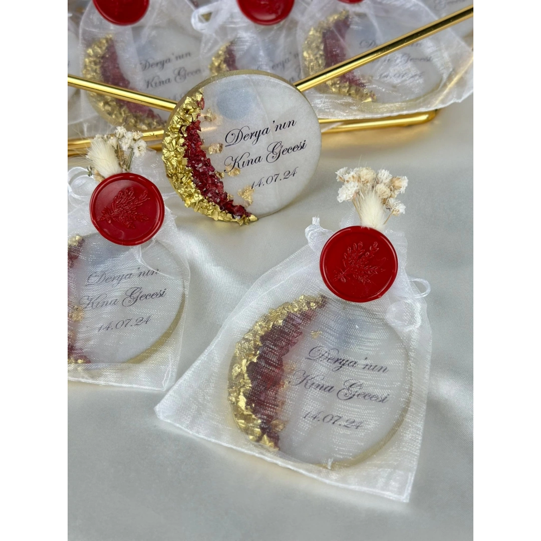 Keseli Epoksi Tül Magnet – 20 Adet Kişiye Özel Nişan ve Düğün Hediyesi