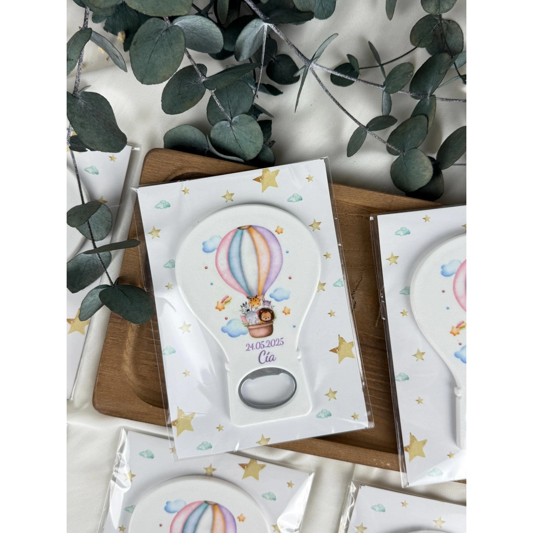 Kişiye Özel Uçan Balon Şişe Açacağı Magnet – 20 Adet Bebek Partisi ve Doğum Günü Hediyesi