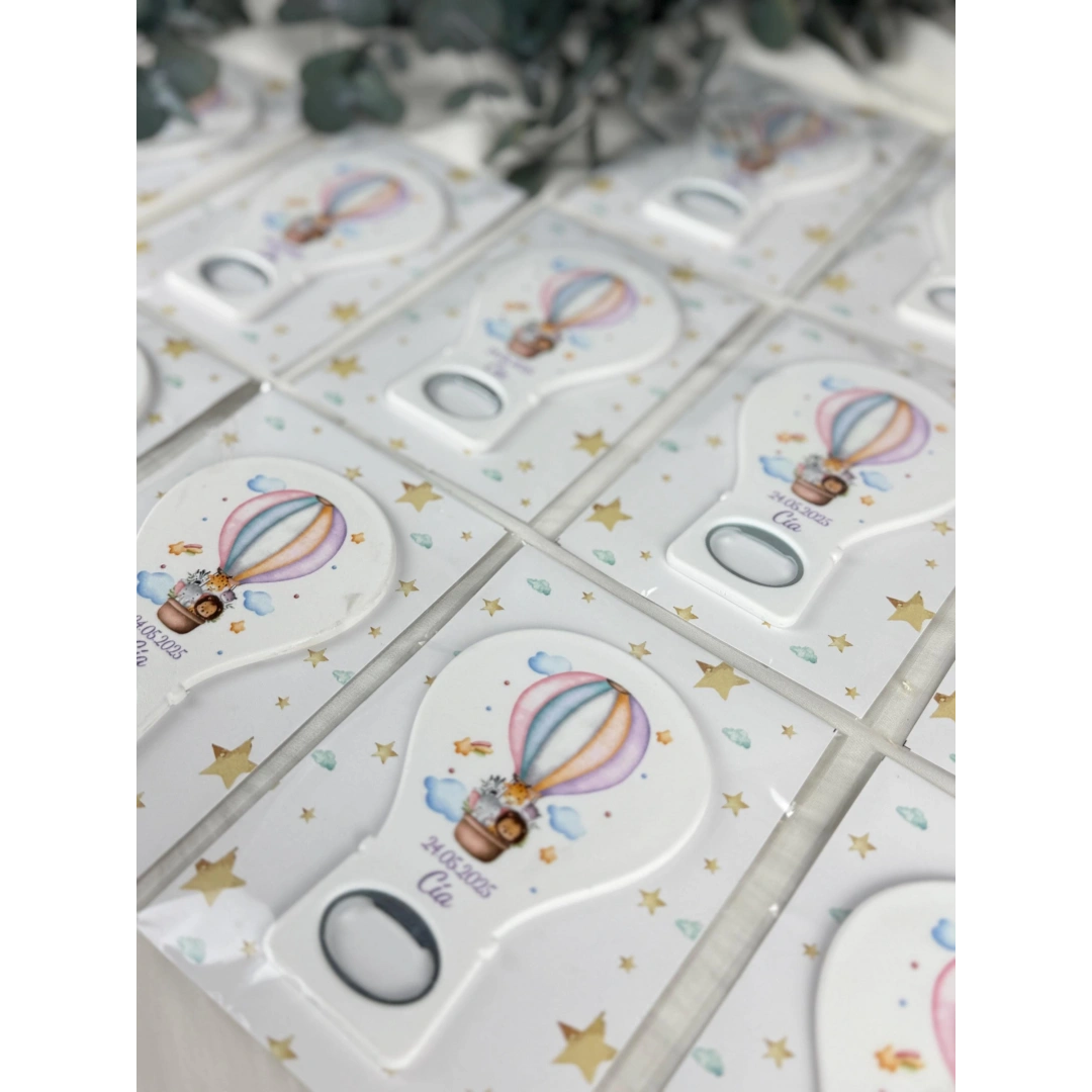 Kişiye Özel Uçan Balon Şişe Açacağı Magnet – 20 Adet Bebek Partisi ve Doğum Günü Hediyesi