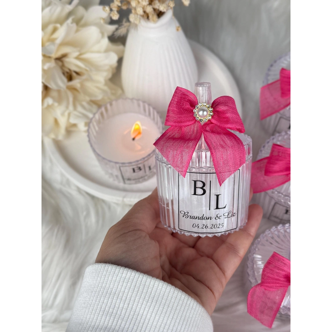 Kişiye Özel Mika Kutuda Vanilya Kokulu Dekoratif Mum – 20 Adet