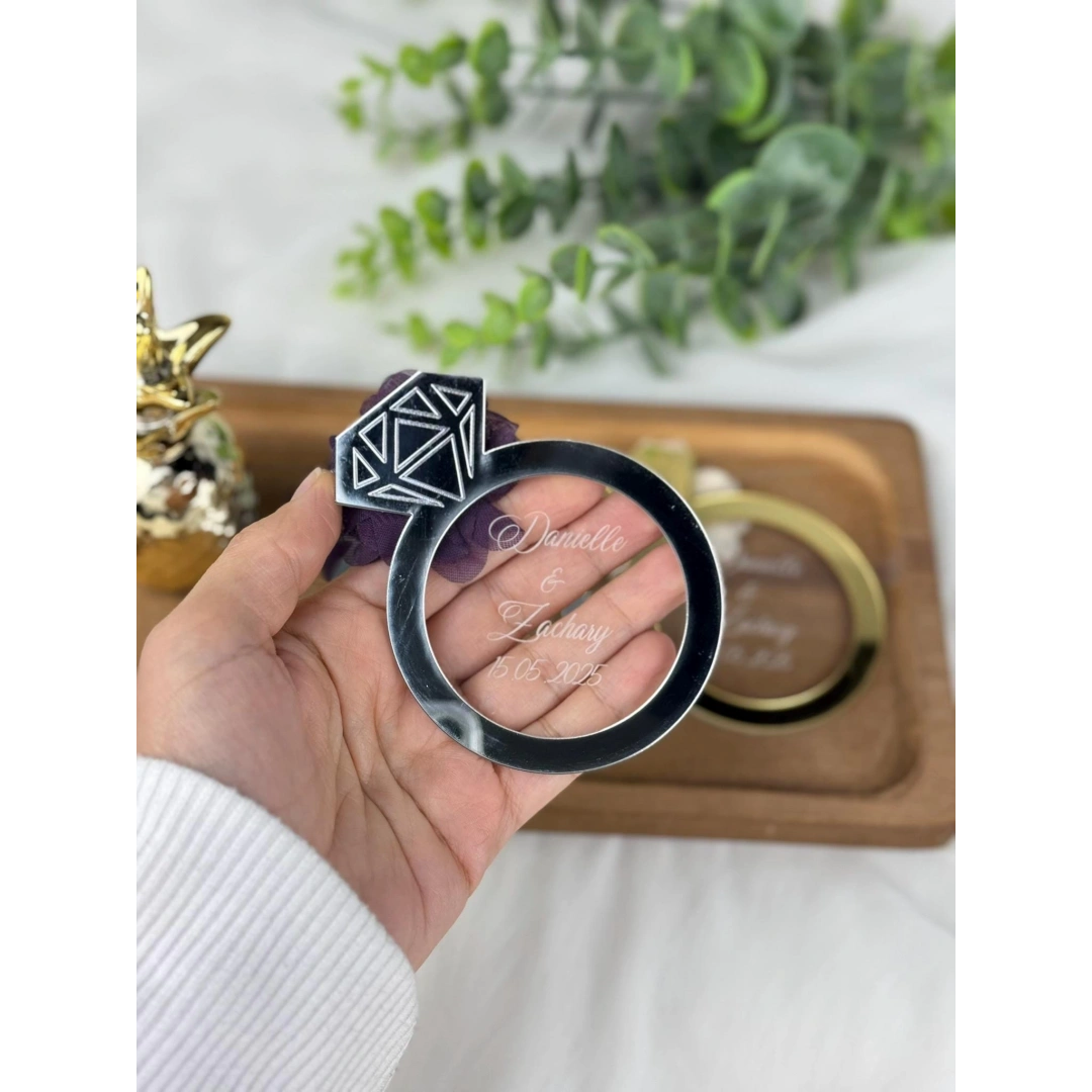 Altın Lüks Yüzük Tasarımlı Pleksi Magnet Seti (20 Adet)